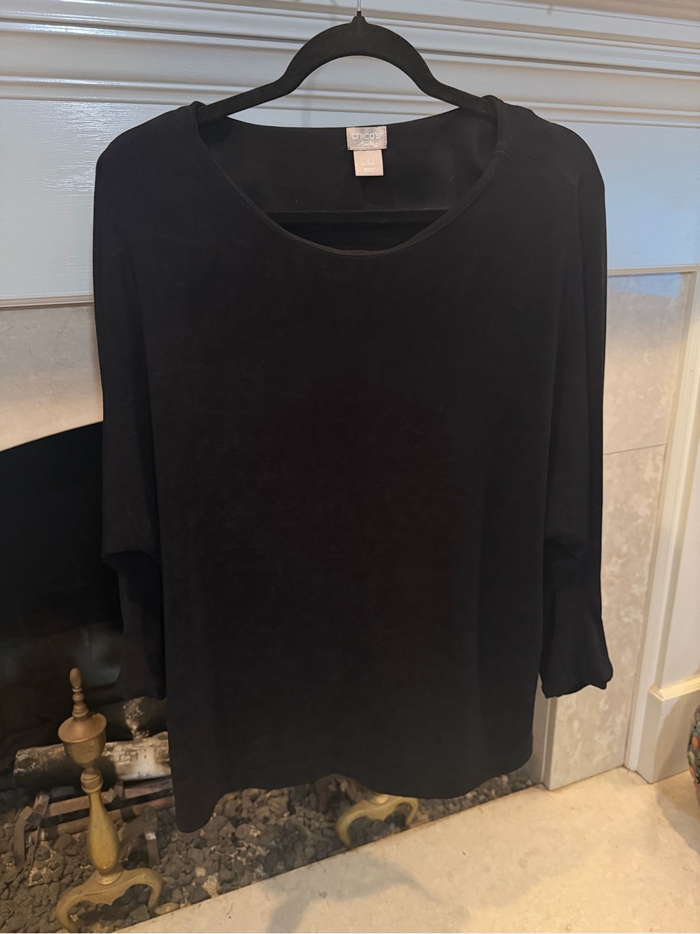 Travelers by Chico's Black 3/4 Sleeve Scoop Neck Tunic size large